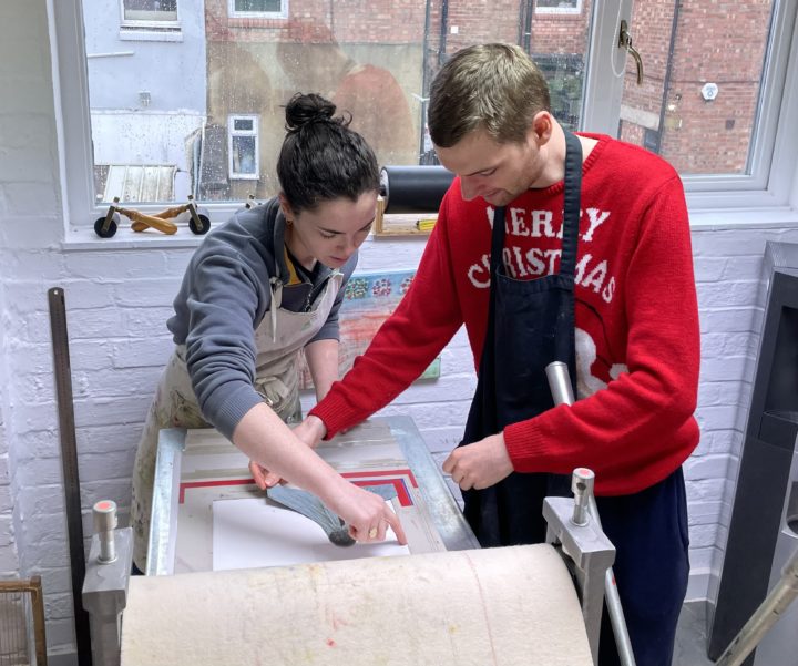 Two people in the St Albans art studio