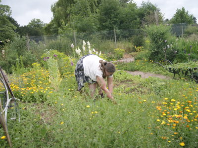 A person we support gardening