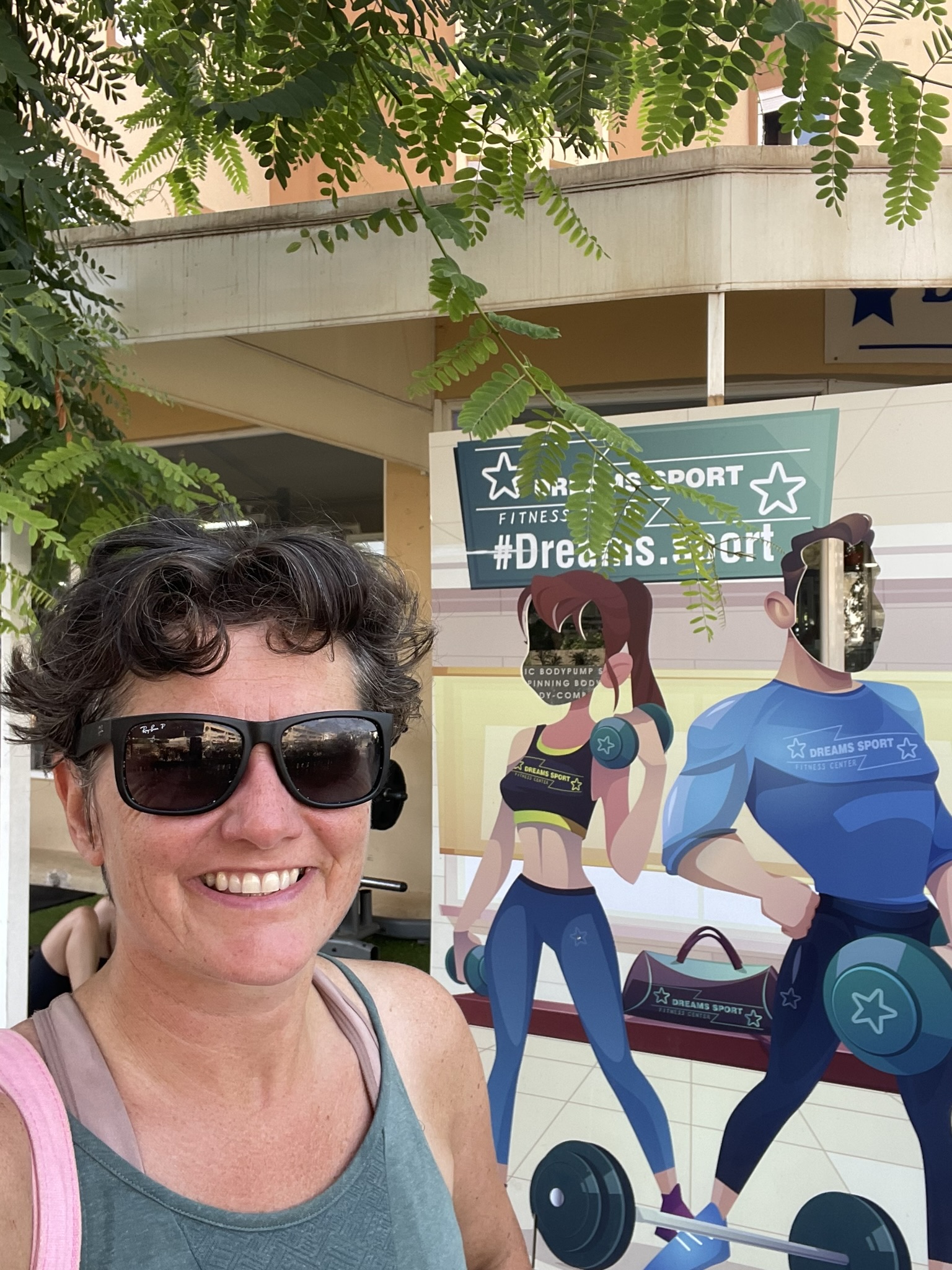 Our Director Claire at the gym on holiday