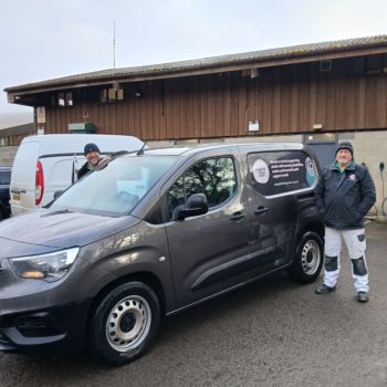 Two PALS members with electric van in Botton Village